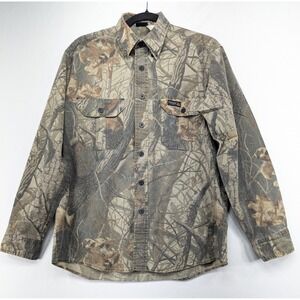 Rattlers Brand‎ Mens Realtree Hardwoods Camo Button Down Shirt Cotton RB0565 L